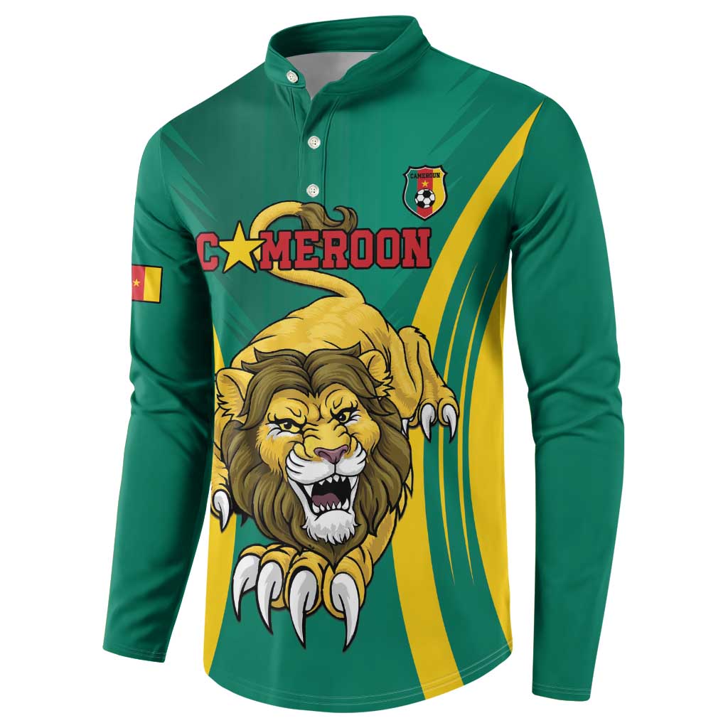 Custom Cameroon Football Button Sweatshirt Go Indomitable Lions
