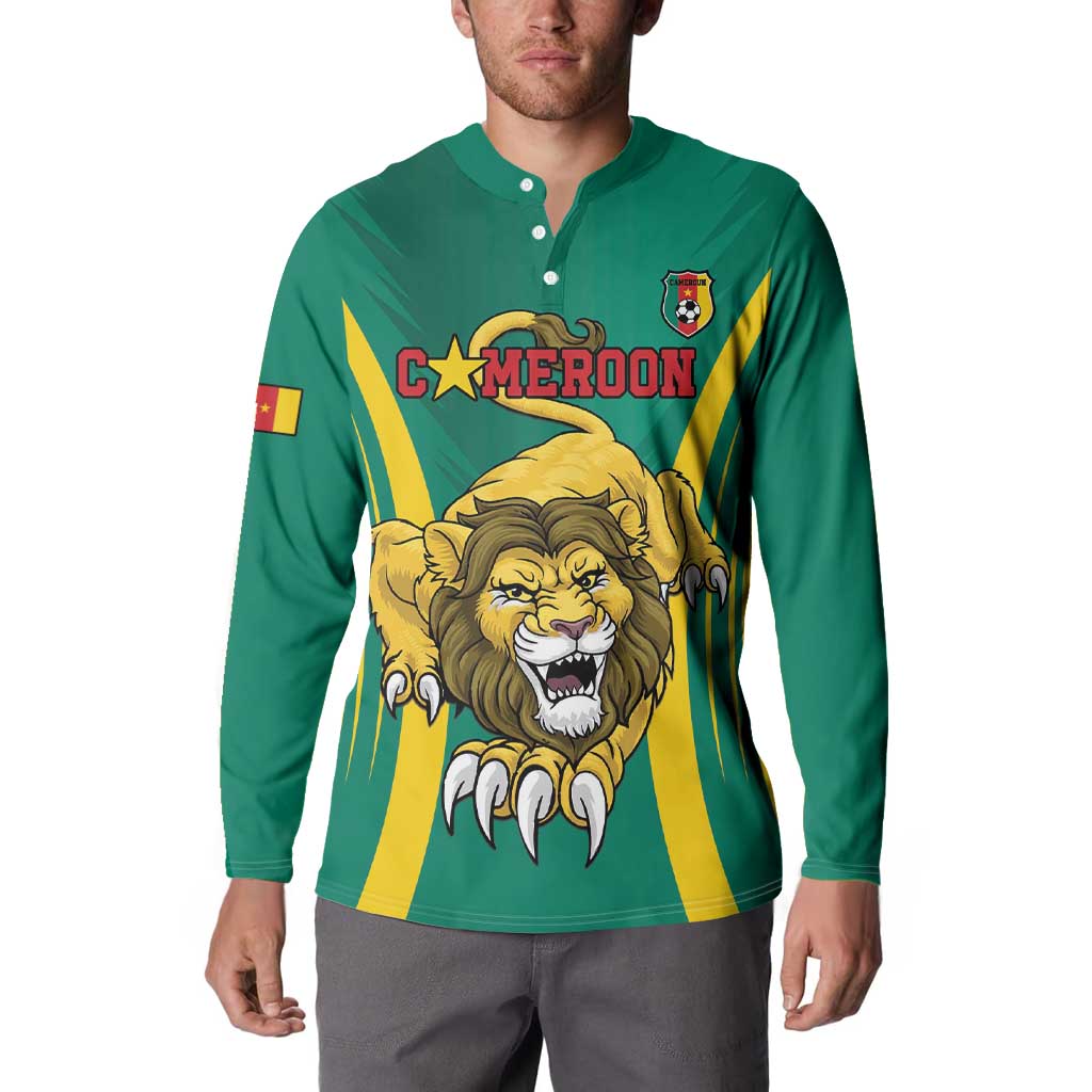 Custom Cameroon Football Button Sweatshirt Go Indomitable Lions