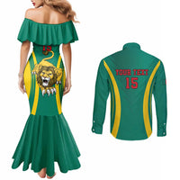 Custom Cameroon Football Couples Matching Mermaid Dress and Long Sleeve Button Shirt Go Indomitable Lions