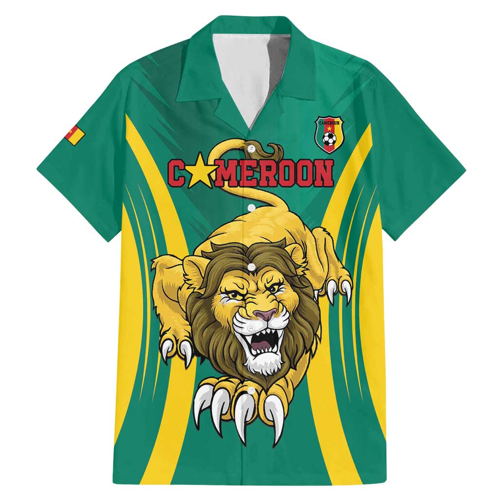 Custom Cameroon Football Family Matching Mermaid Dress and Hawaiian Shirt Go Indomitable Lions