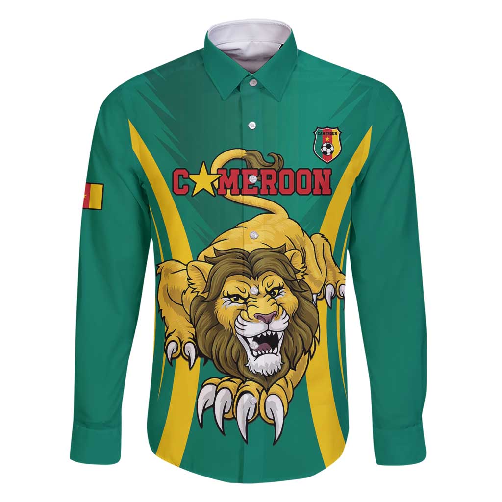 Custom Cameroon Football Family Matching Off Shoulder Maxi Dress and Hawaiian Shirt Go Indomitable Lions