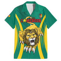 Custom Cameroon Football Family Matching Off Shoulder Short Dress and Hawaiian Shirt Go Indomitable Lions