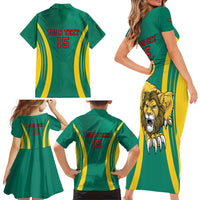 Custom Cameroon Football Family Matching Short Sleeve Bodycon Dress and Hawaiian Shirt Go Indomitable Lions