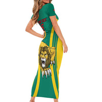 Custom Cameroon Football Family Matching Short Sleeve Bodycon Dress and Hawaiian Shirt Go Indomitable Lions