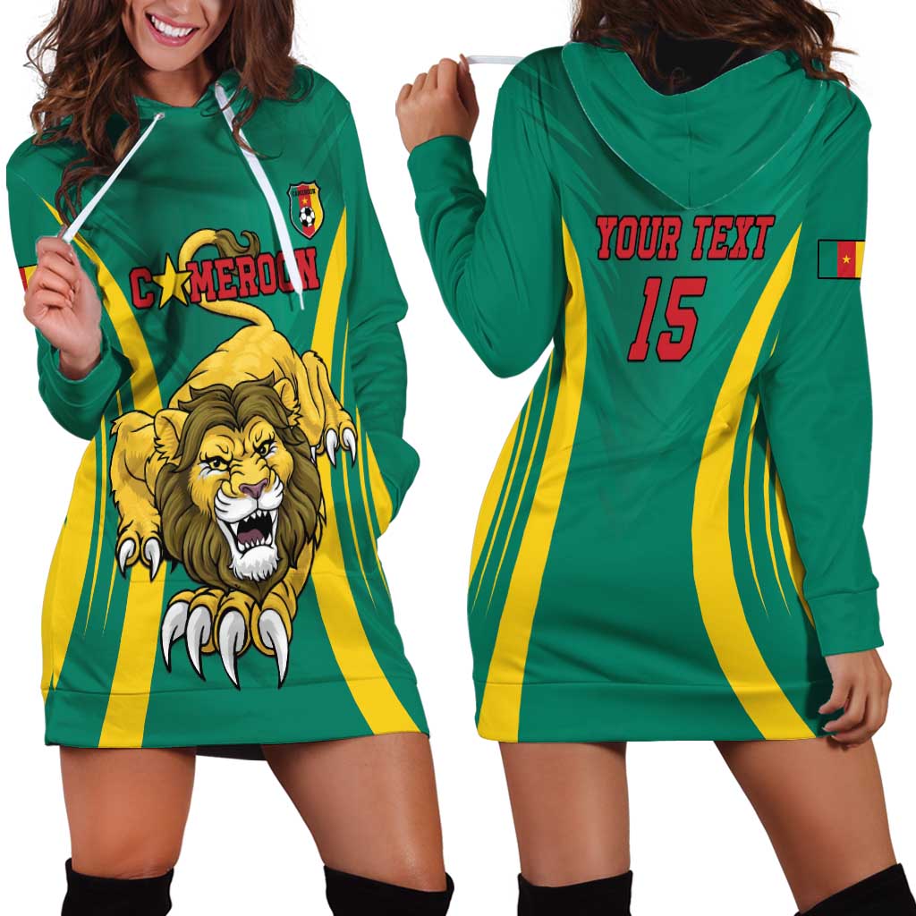 Custom Cameroon Football Hoodie Dress Go Indomitable Lions