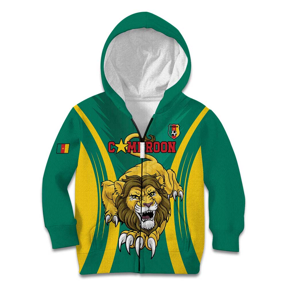 Custom Cameroon Football Kid Hoodie Go Indomitable Lions - Wonder Print Shop