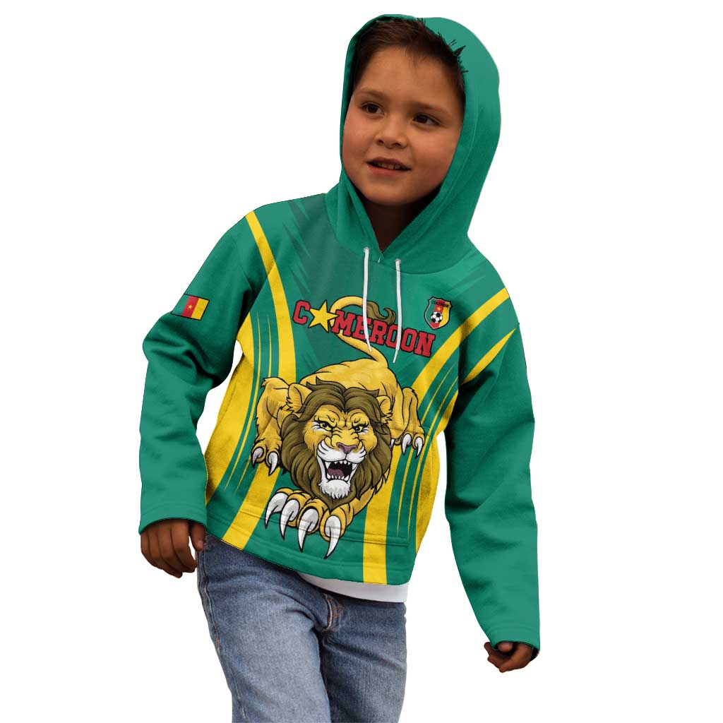 Custom Cameroon Football Kid Hoodie Go Indomitable Lions - Wonder Print Shop