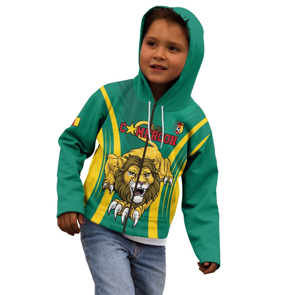 Custom Cameroon Football Kid Hoodie Go Indomitable Lions - Wonder Print Shop