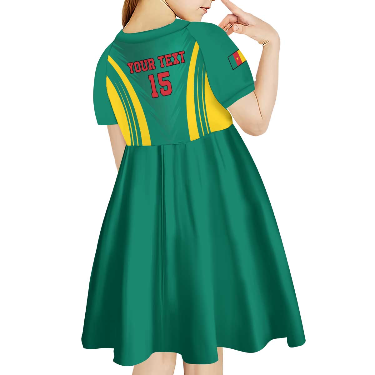 Custom Cameroon Football Kid Short Sleeve Dress Go Indomitable Lions - Wonder Print Shop