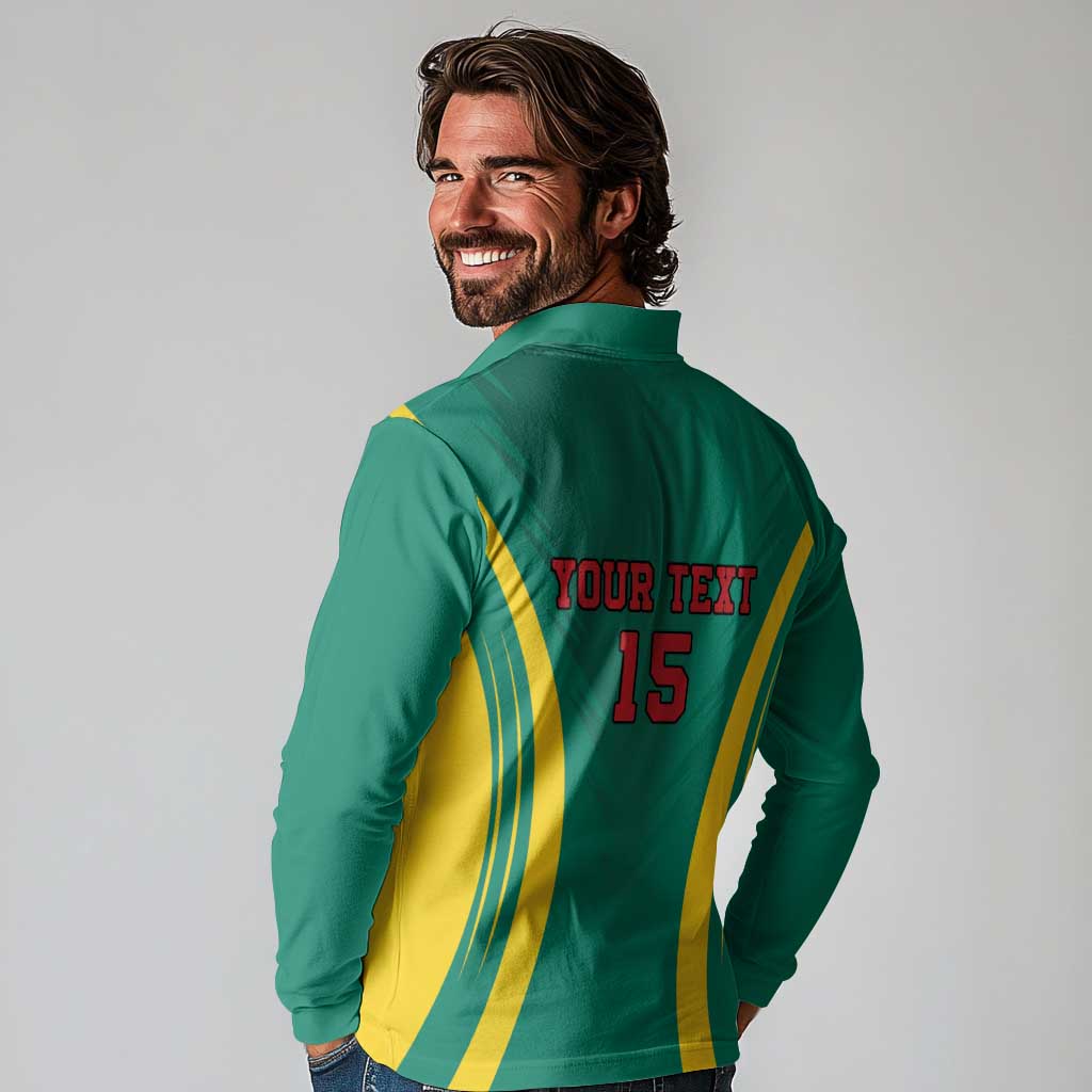 Custom Cameroon Football Long Sleeve Polo Shirt Go Indomitable Lions - Wonder Print Shop