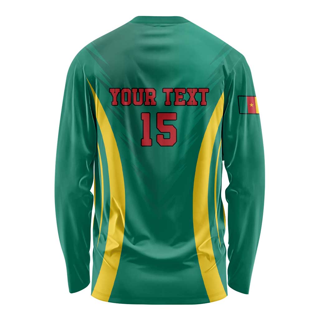 Custom Cameroon Football Long Sleeve Shirt Go Indomitable Lions - Wonder Print Shop