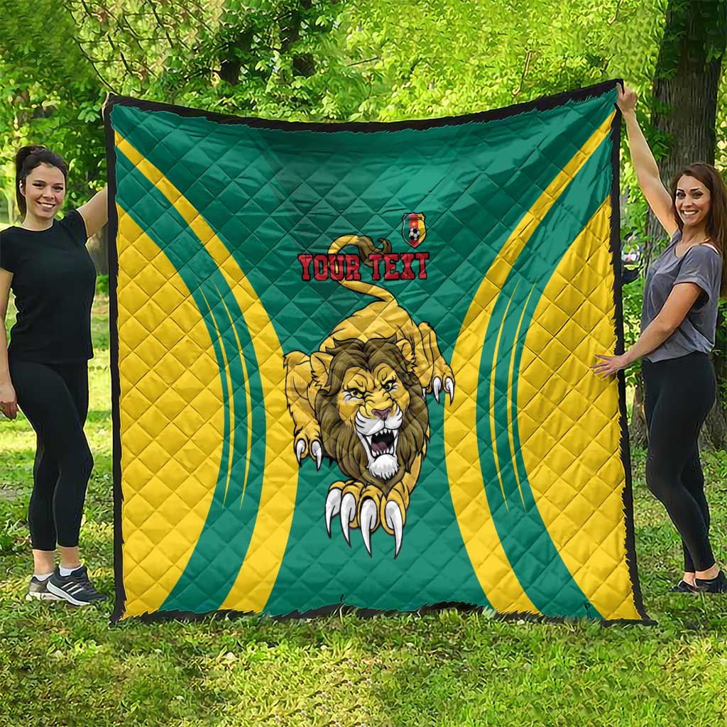 Custom Cameroon Football Quilt Go Indomitable Lions - Wonder Print Shop