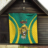 Custom Cameroon Football Quilt Go Indomitable Lions - Wonder Print Shop