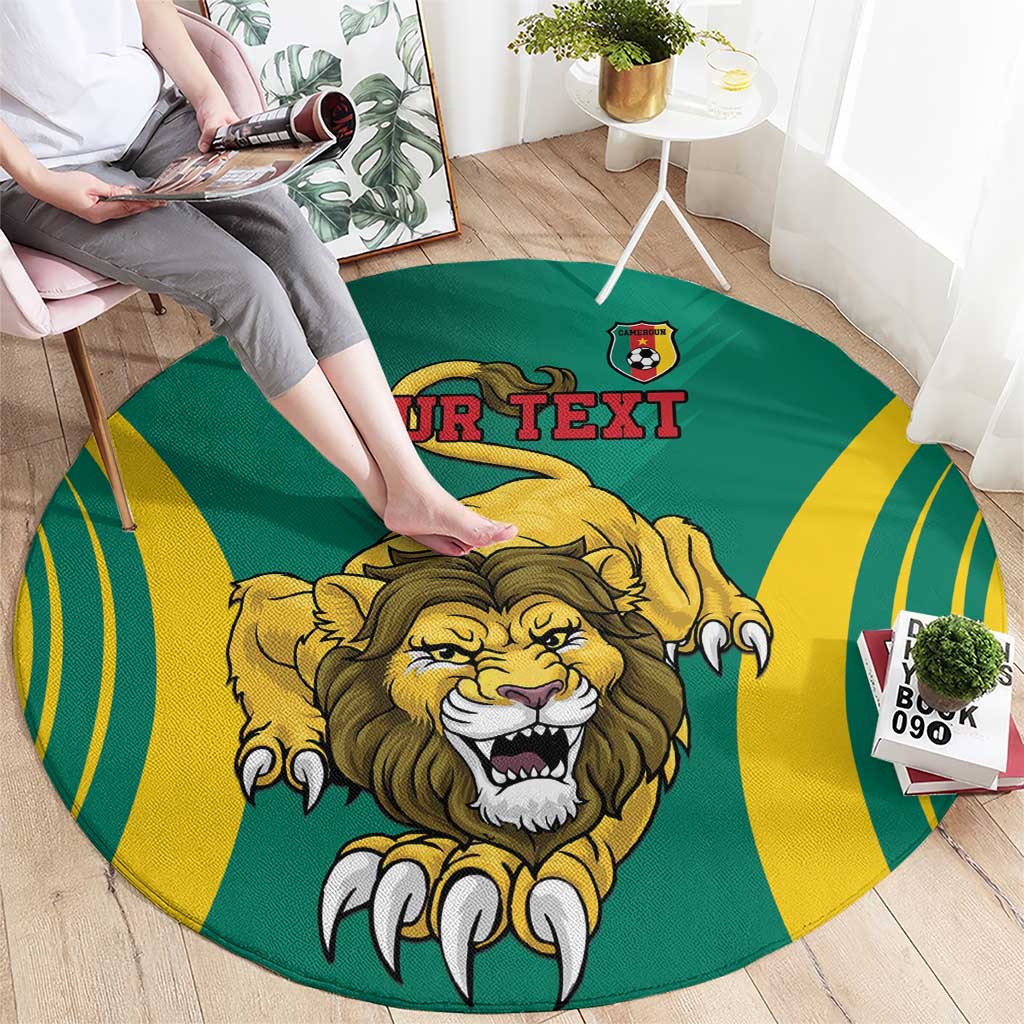 Custom Cameroon Football Round Carpet Go Indomitable Lions - Wonder Print Shop