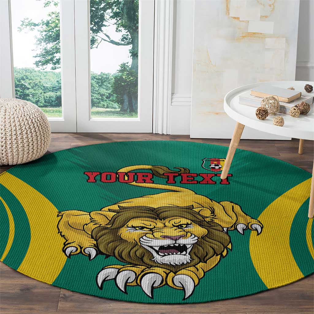 Custom Cameroon Football Round Carpet Go Indomitable Lions - Wonder Print Shop