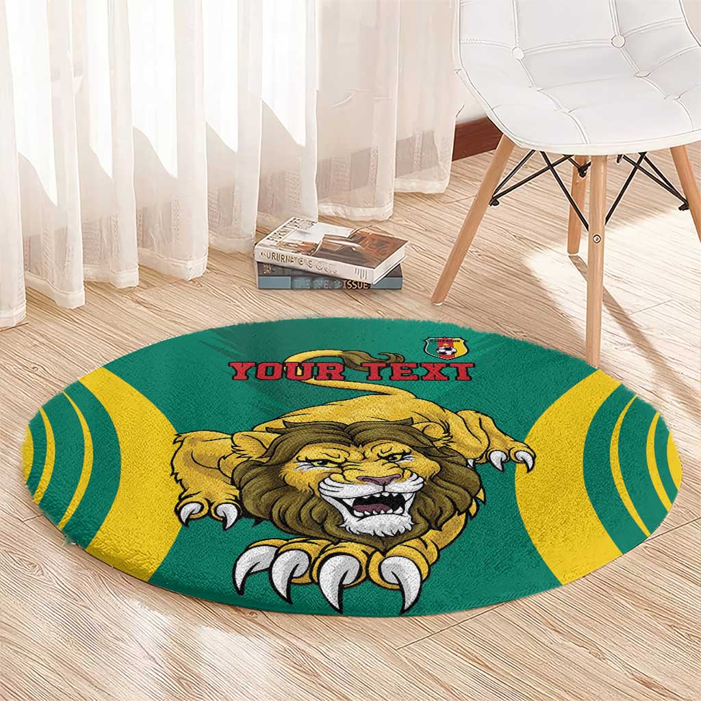 Custom Cameroon Football Round Carpet Go Indomitable Lions - Wonder Print Shop
