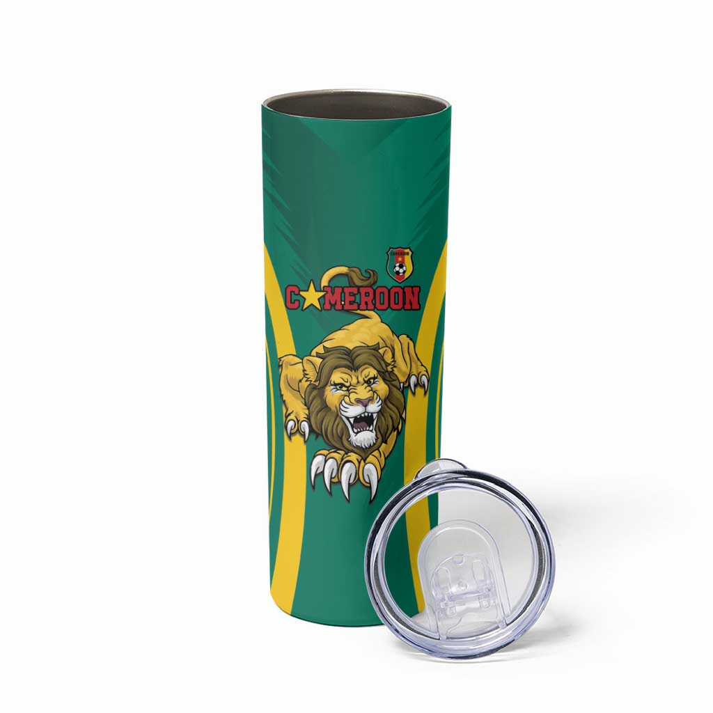 Custom Cameroon Football Skinny Tumbler Go Indomitable Lions - Wonder Print Shop