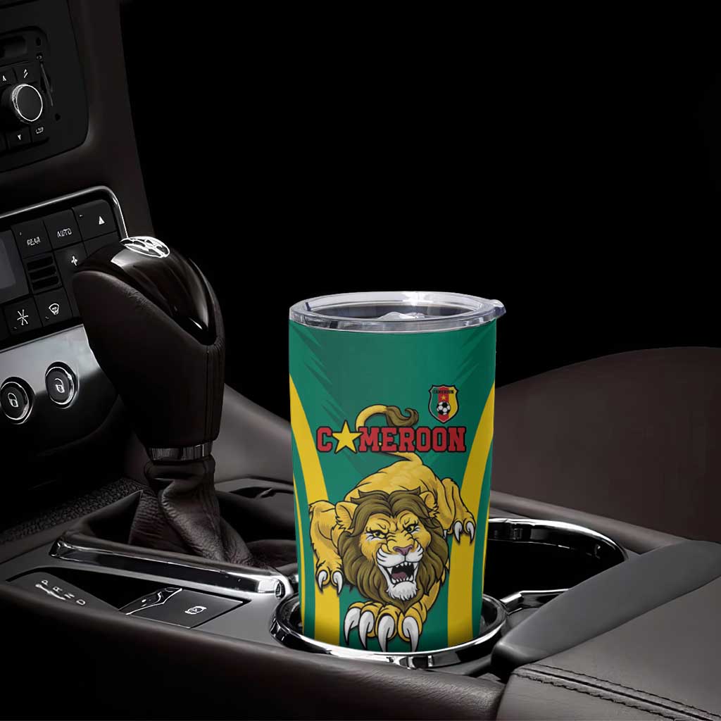 Custom Cameroon Football Tumbler Cup Go Indomitable Lions - Wonder Print Shop