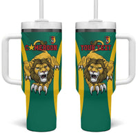 Custom Cameroon Football Tumbler With Handle Go Indomitable Lions - Wonder Print Shop