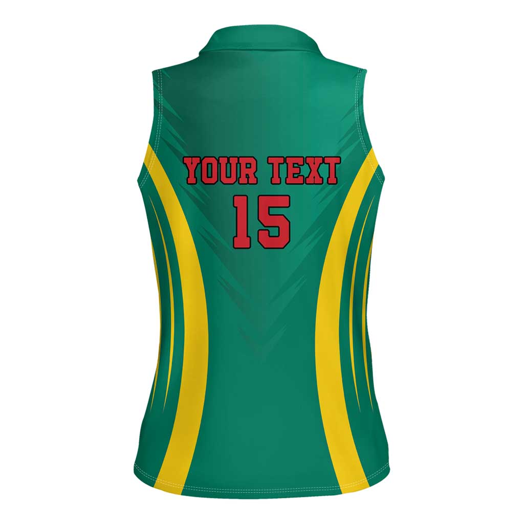 Custom Cameroon Football Women Sleeveless Polo Shirt Go Indomitable Lions - Wonder Print Shop
