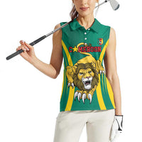 Custom Cameroon Football Women Sleeveless Polo Shirt Go Indomitable Lions - Wonder Print Shop