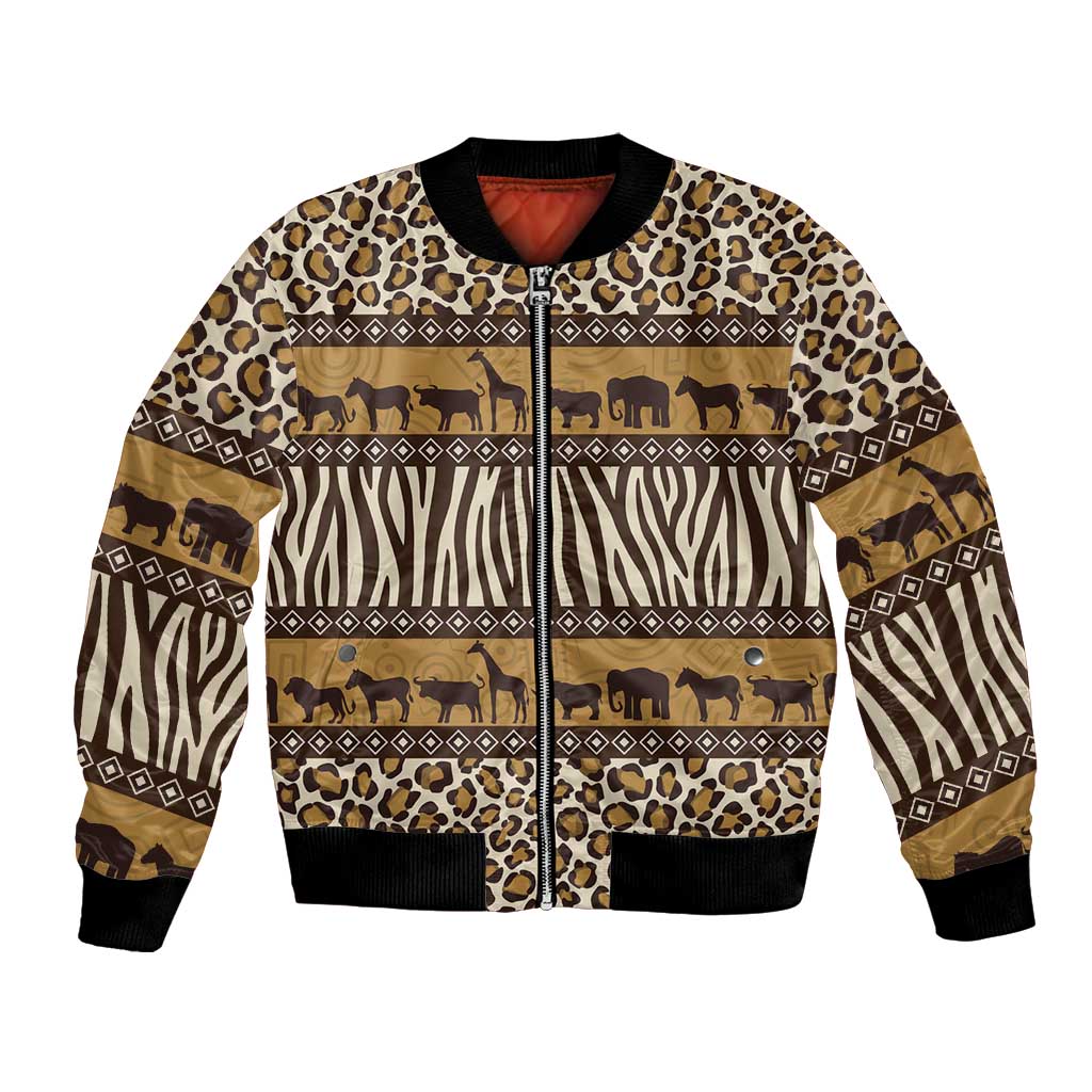 Animal Skin Mix African Pattern Bomber Jacket