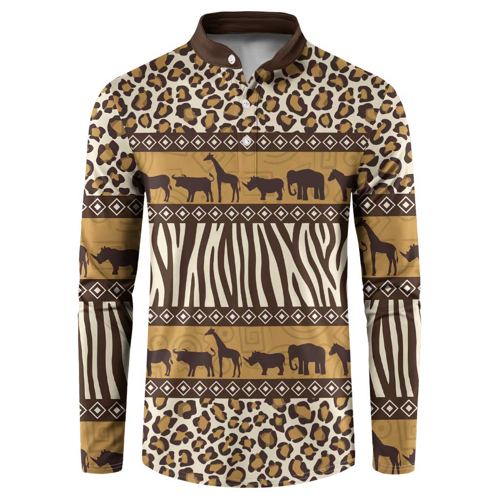 Animal Skin Mix African Pattern Button Sweatshirt