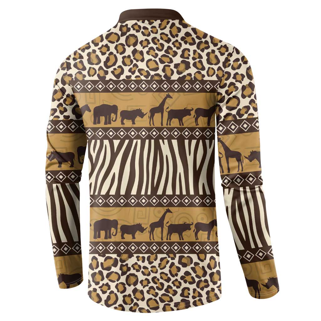 Animal Skin Mix African Pattern Button Sweatshirt
