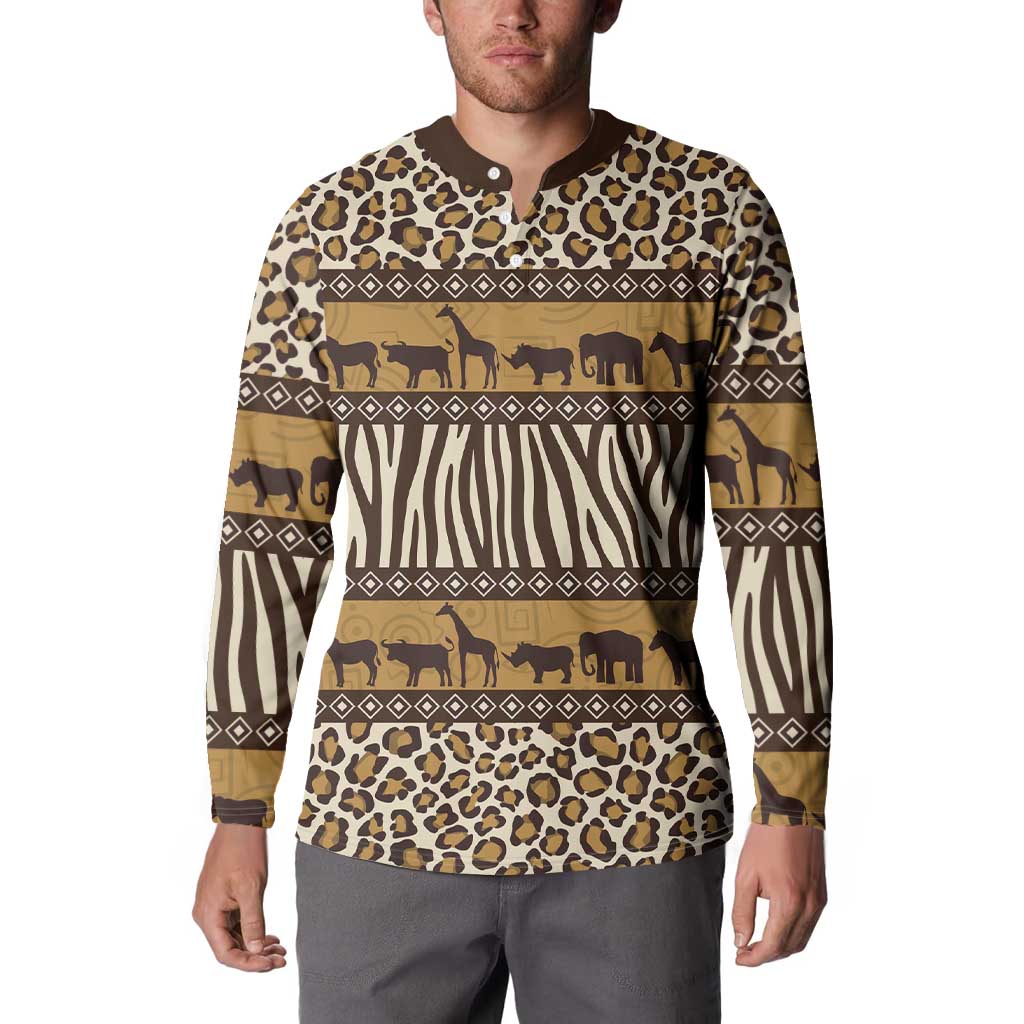 Animal Skin Mix African Pattern Button Sweatshirt