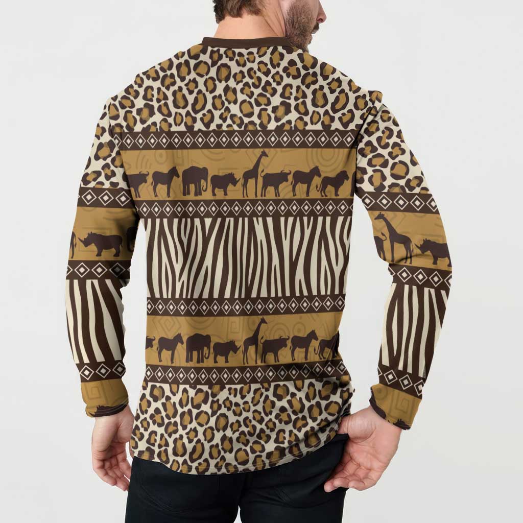 Animal Skin Mix African Pattern Button Sweatshirt