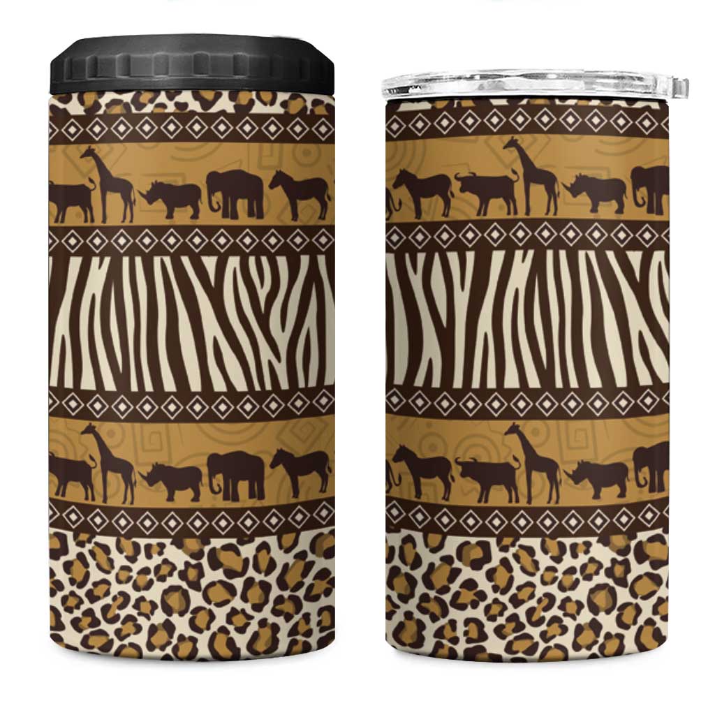 Animal Skin Mix African Pattern 4 in 1 Can Cooler Tumbler