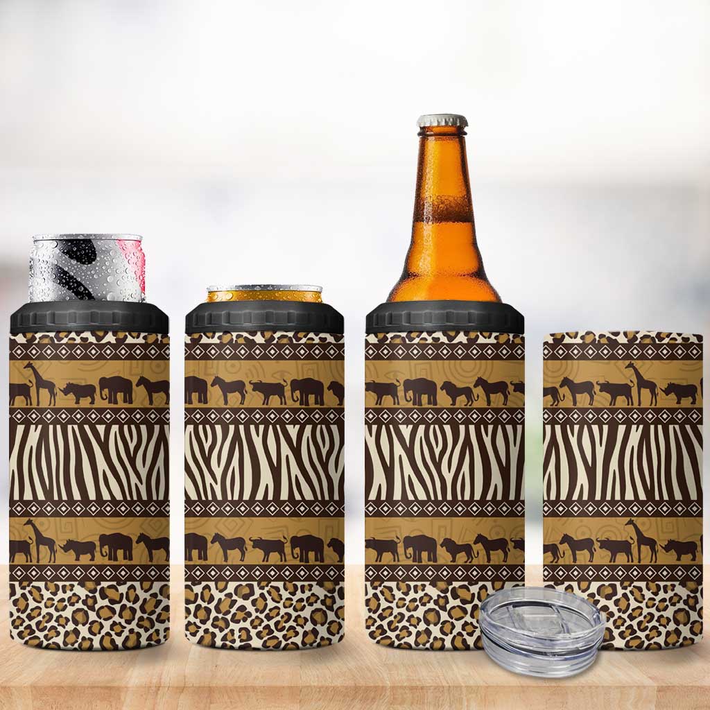 Animal Skin Mix African Pattern 4 in 1 Can Cooler Tumbler