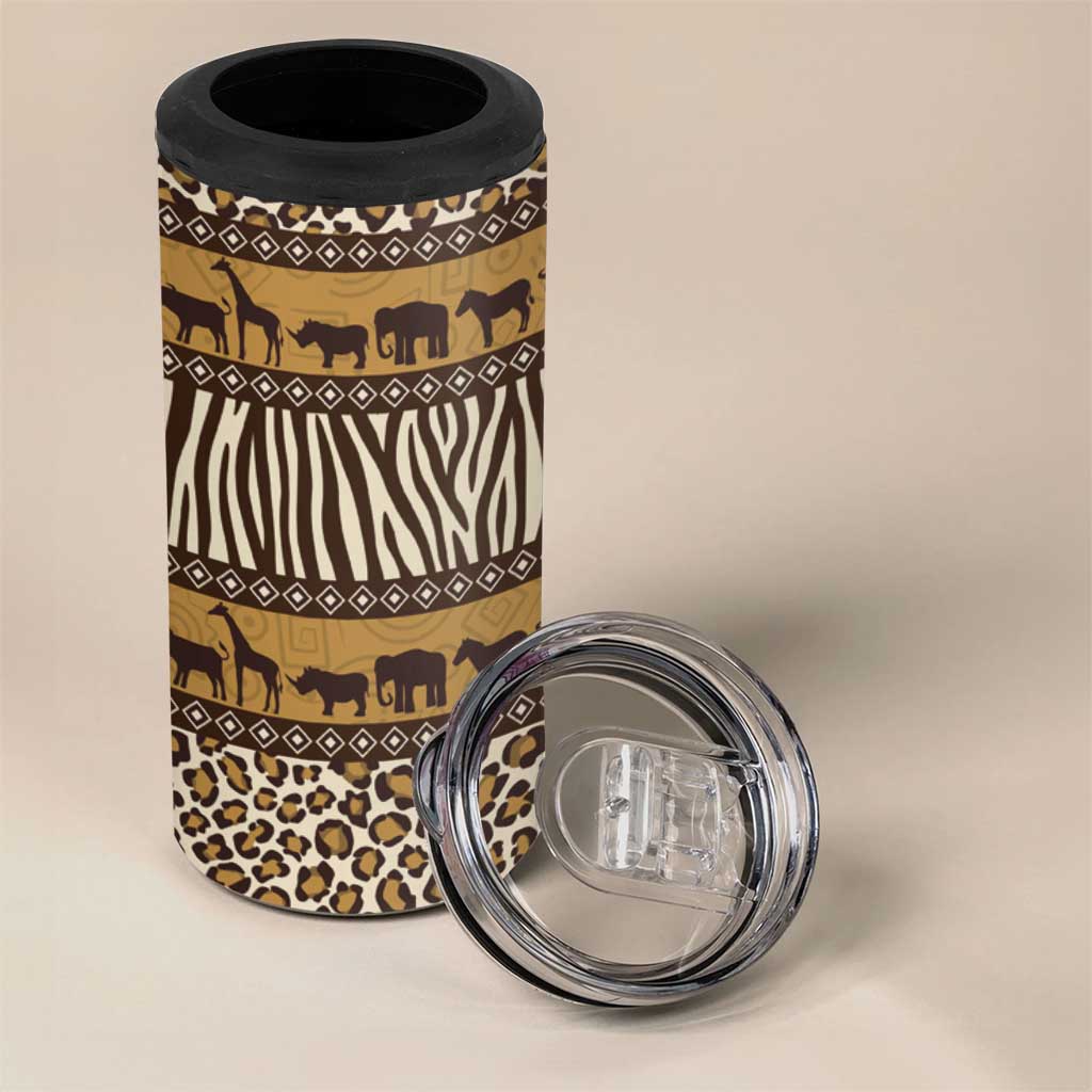 Animal Skin Mix African Pattern 4 in 1 Can Cooler Tumbler