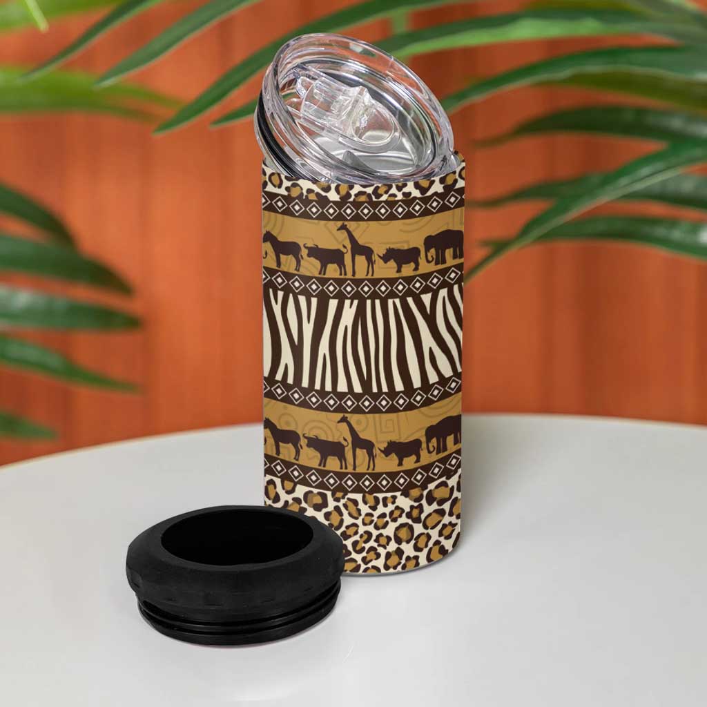 Animal Skin Mix African Pattern 4 in 1 Can Cooler Tumbler