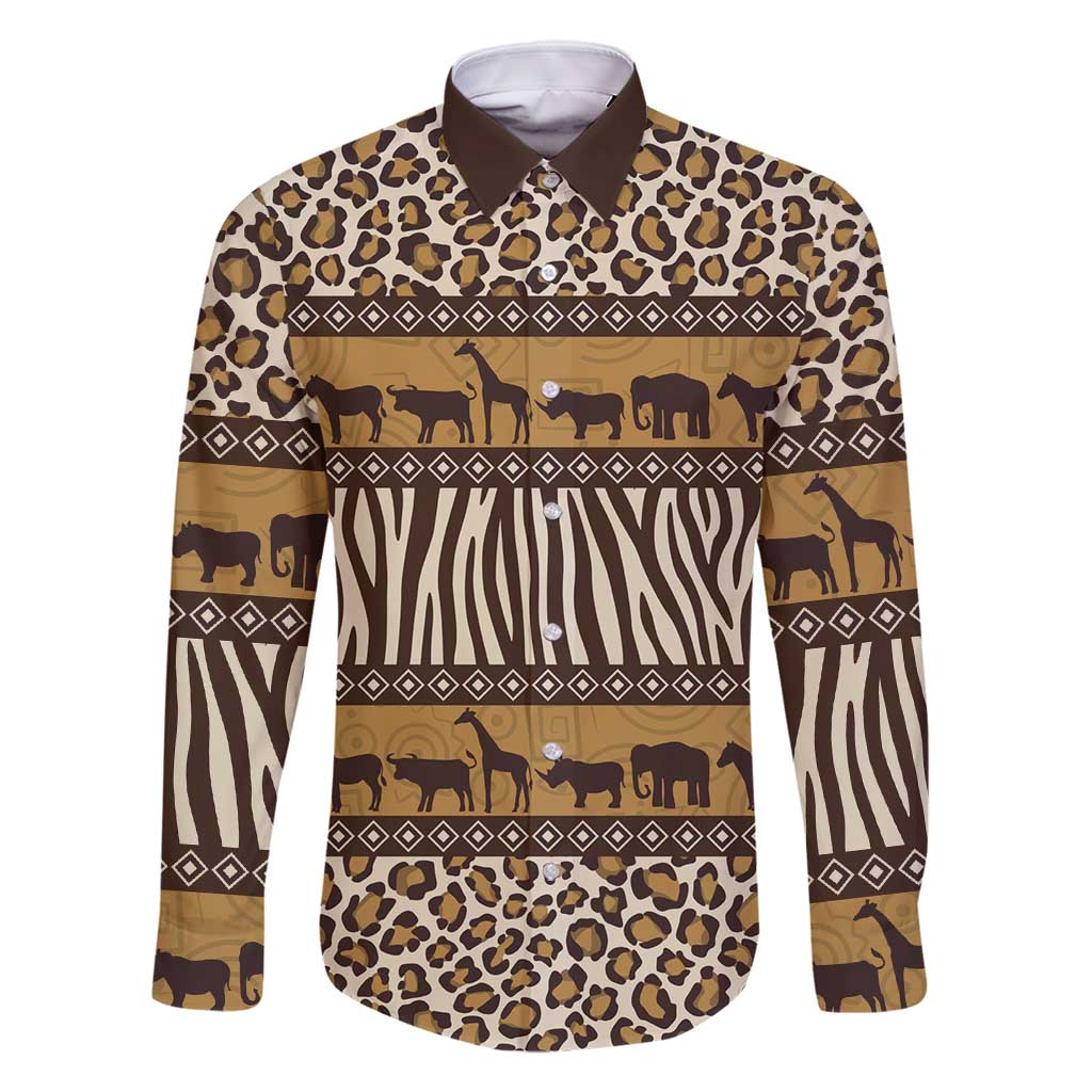 Animal Skin Mix African Pattern Family Matching Long Sleeve Bodycon Dress and Hawaiian Shirt