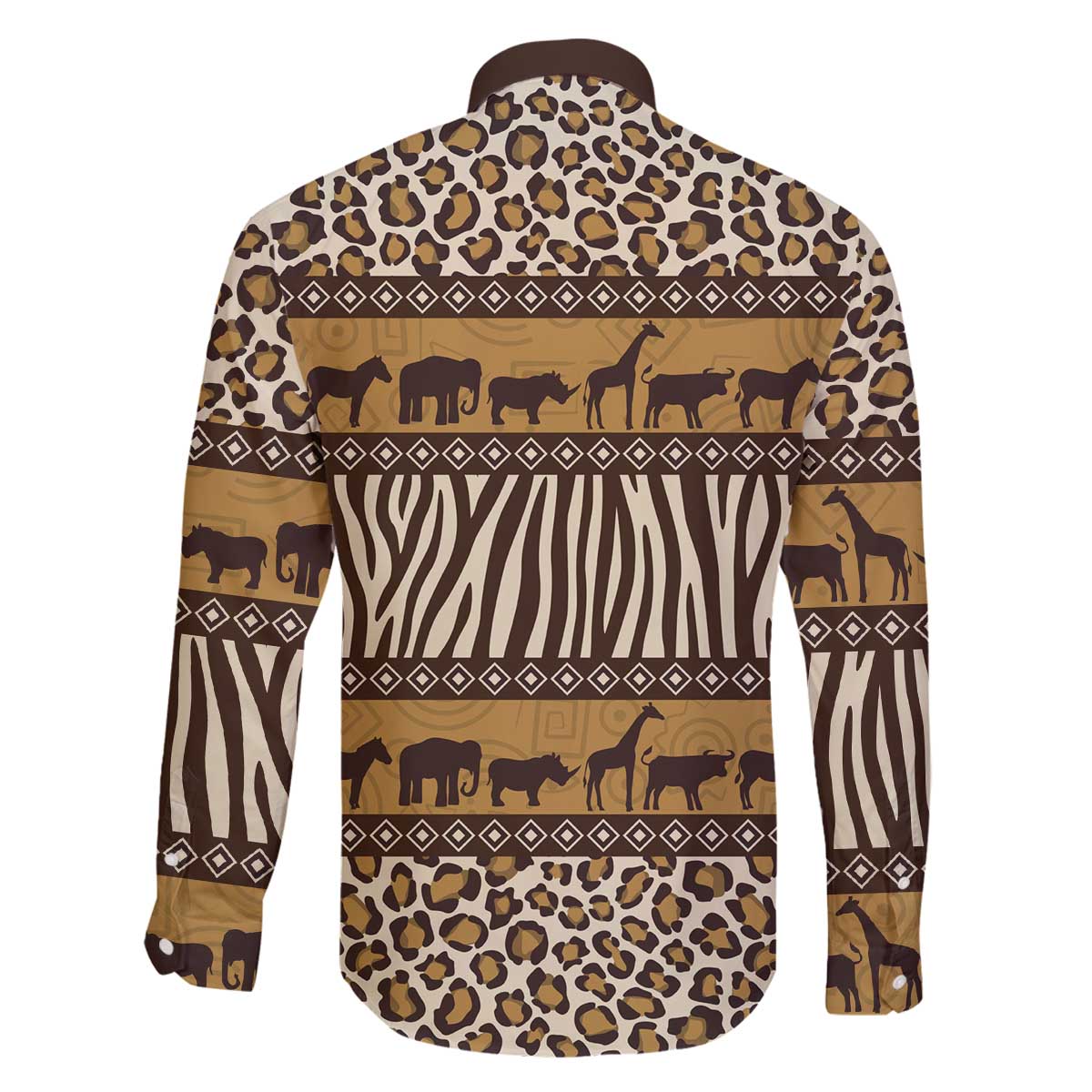 Animal Skin Mix African Pattern Family Matching Off The Shoulder Long Sleeve Dress and Hawaiian Shirt
