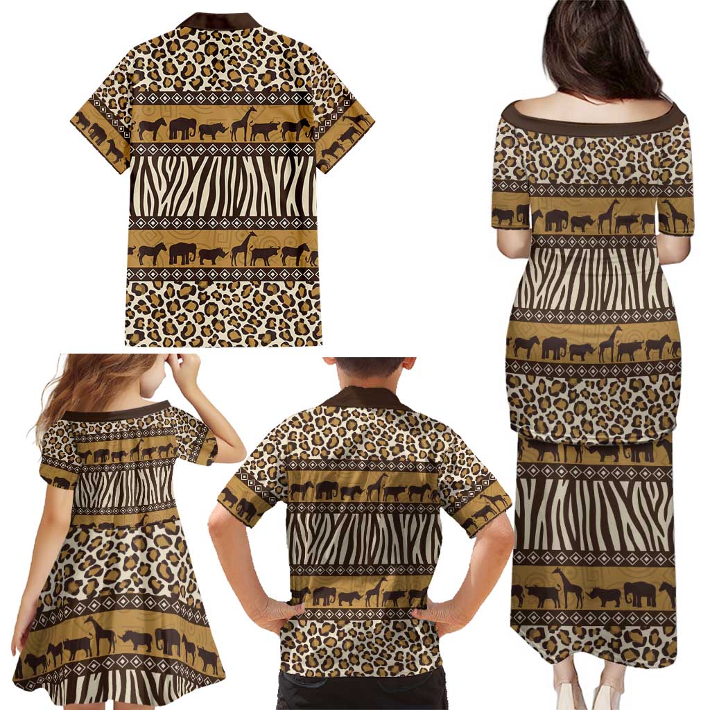 Animal Skin Mix African Pattern Family Matching Puletasi and Hawaiian Shirt