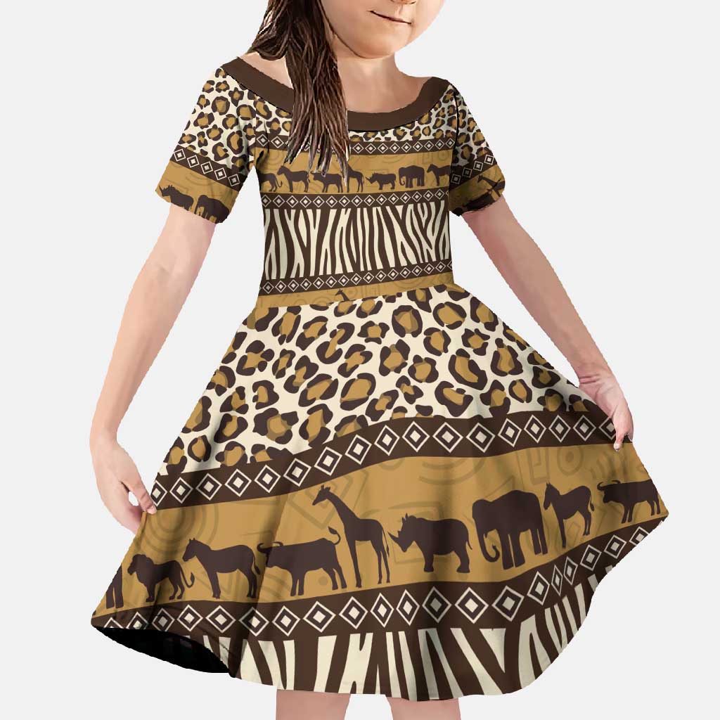 Animal Skin Mix African Pattern Family Matching Summer Maxi Dress and Hawaiian Shirt
