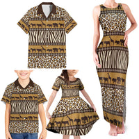 Animal Skin Mix African Pattern Family Matching Tank Maxi Dress and Hawaiian Shirt