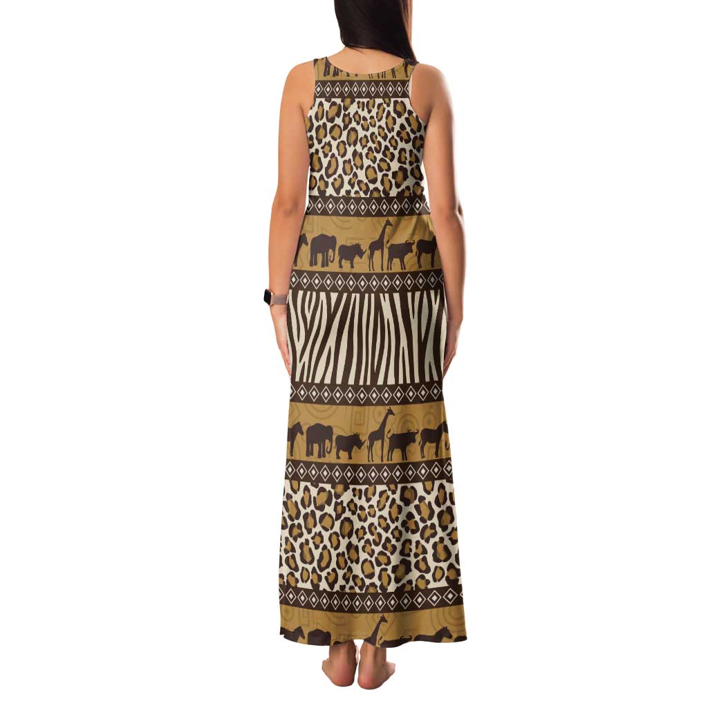 Animal Skin Mix African Pattern Family Matching Tank Maxi Dress and Hawaiian Shirt