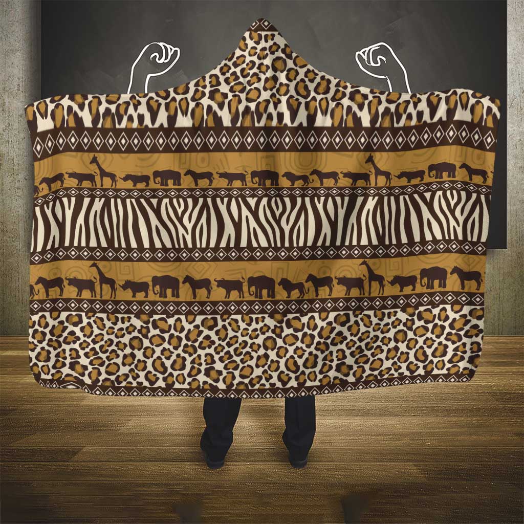 Animal Skin Mix African Pattern Hooded Blanket