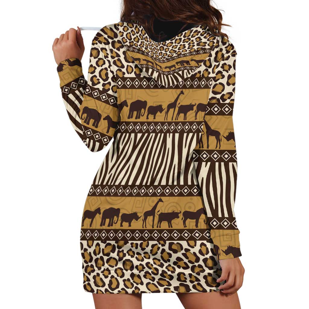 Animal Skin Mix African Pattern Hoodie Dress