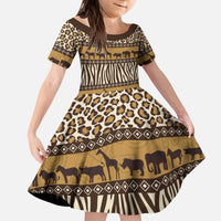 Animal Skin Mix African Pattern Kid Short Sleeve Dress