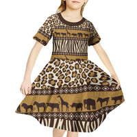 Animal Skin Mix African Pattern Kid Short Sleeve Dress