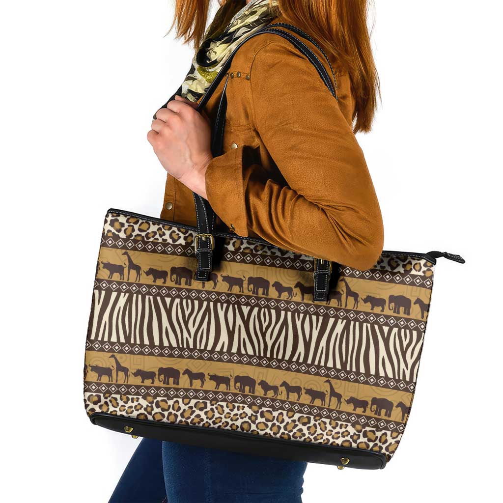 Animal Skin Mix African Pattern Leather Tote Bag