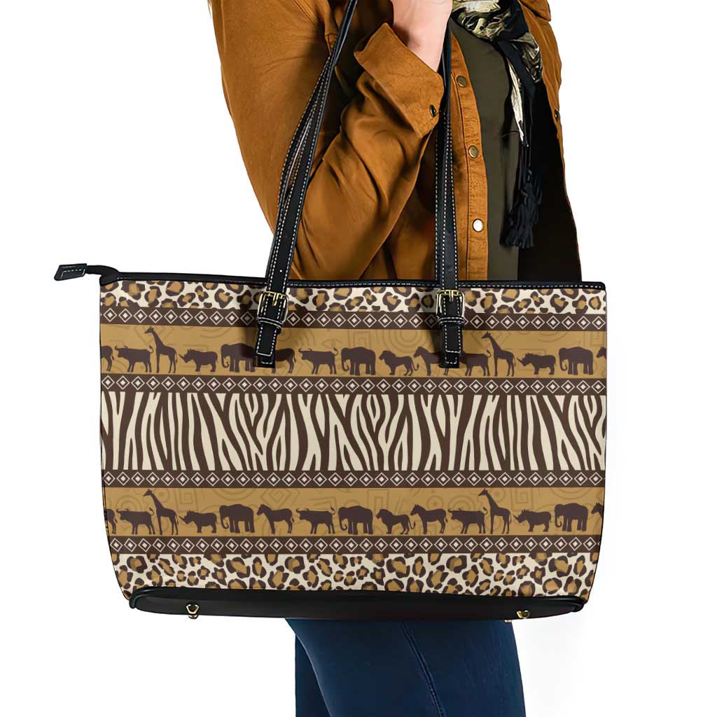 Animal Skin Mix African Pattern Leather Tote Bag