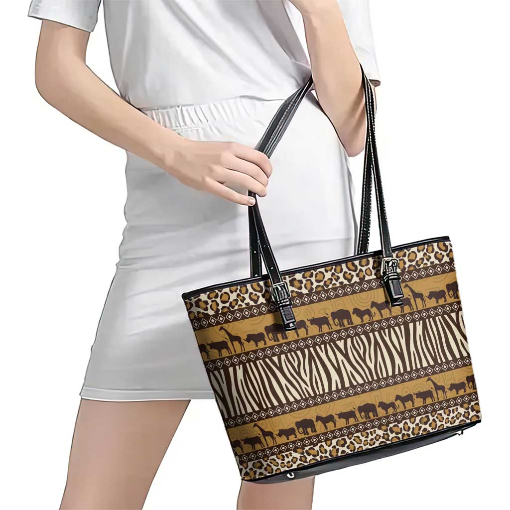 Animal Skin Mix African Pattern Leather Tote Bag