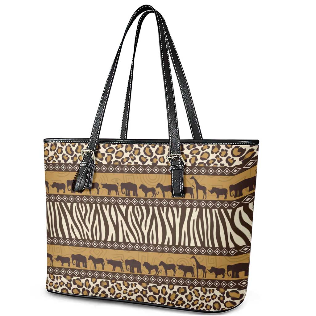 Animal Skin Mix African Pattern Leather Tote Bag
