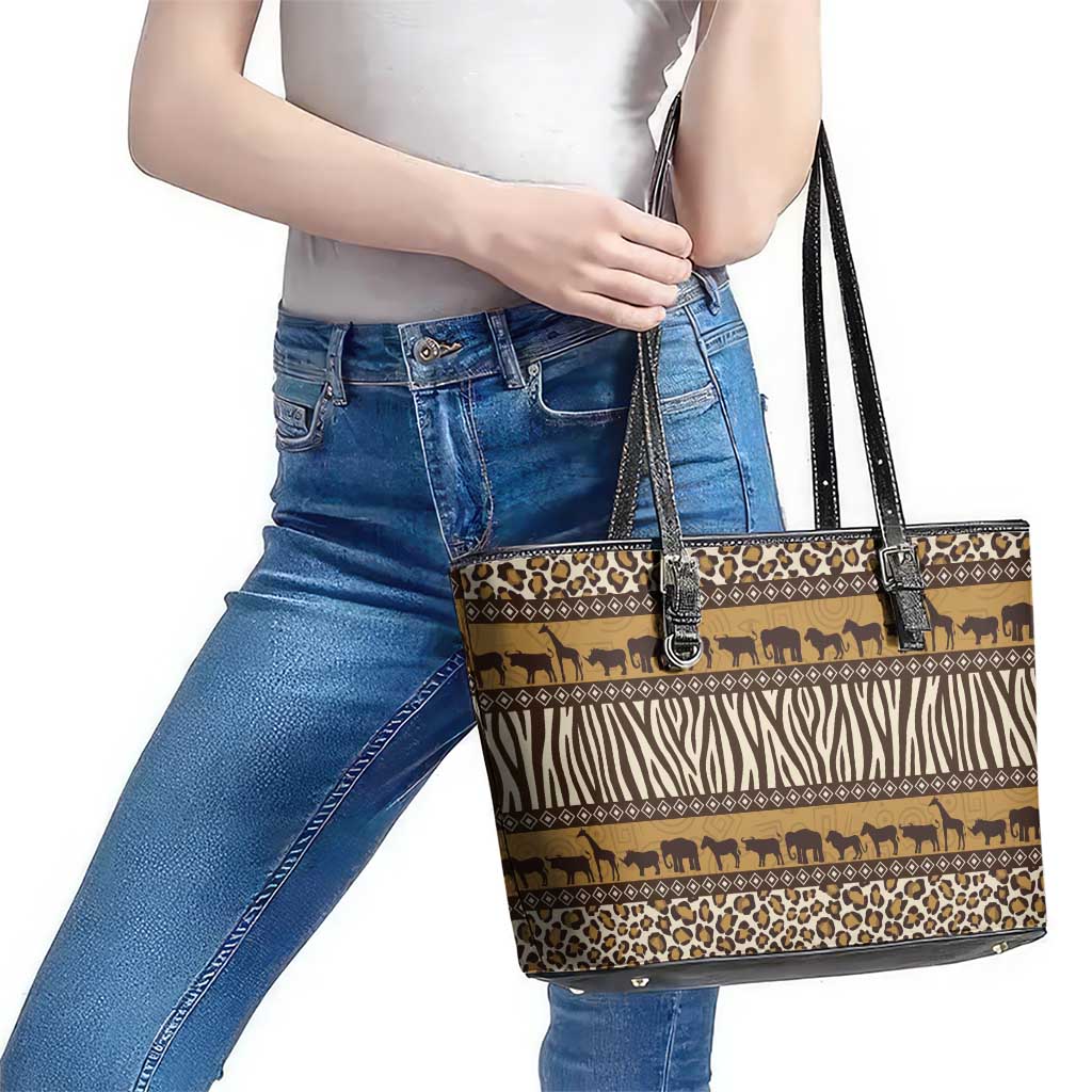 Animal Skin Mix African Pattern Leather Tote Bag