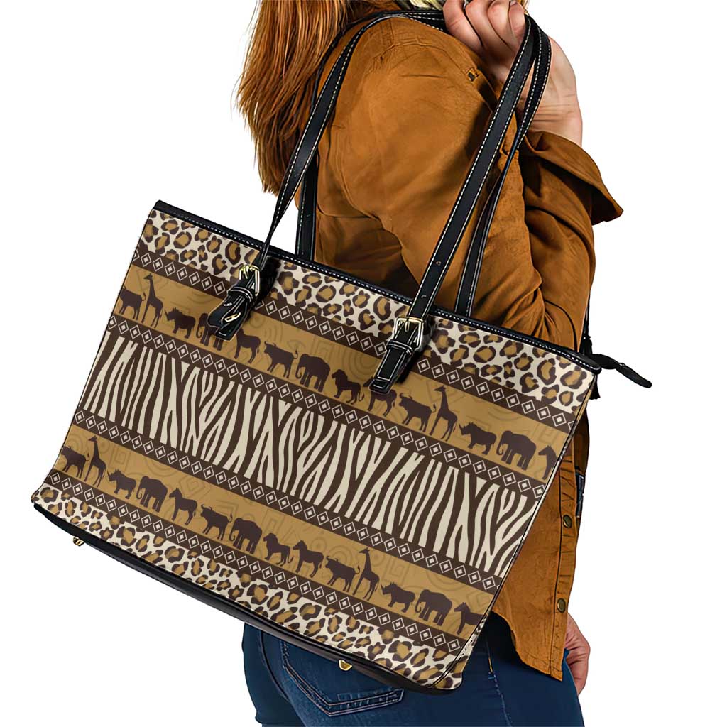 Animal Skin Mix African Pattern Leather Tote Bag